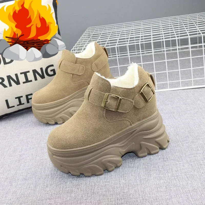 Pltafrom Women Ankle Boots Flats Fashion Suede Warm Shoes Woman Winter New 2026 Trend Designer Casual Cozy Snow Botas De Mujer