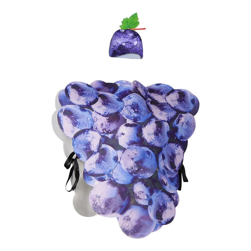 Funny Grape Fruit Costume Halloween Cosplay 3D Realistic Pullover Top Full Set Carnival Fancy Dress Party Stage Roleplay Outfit view 4