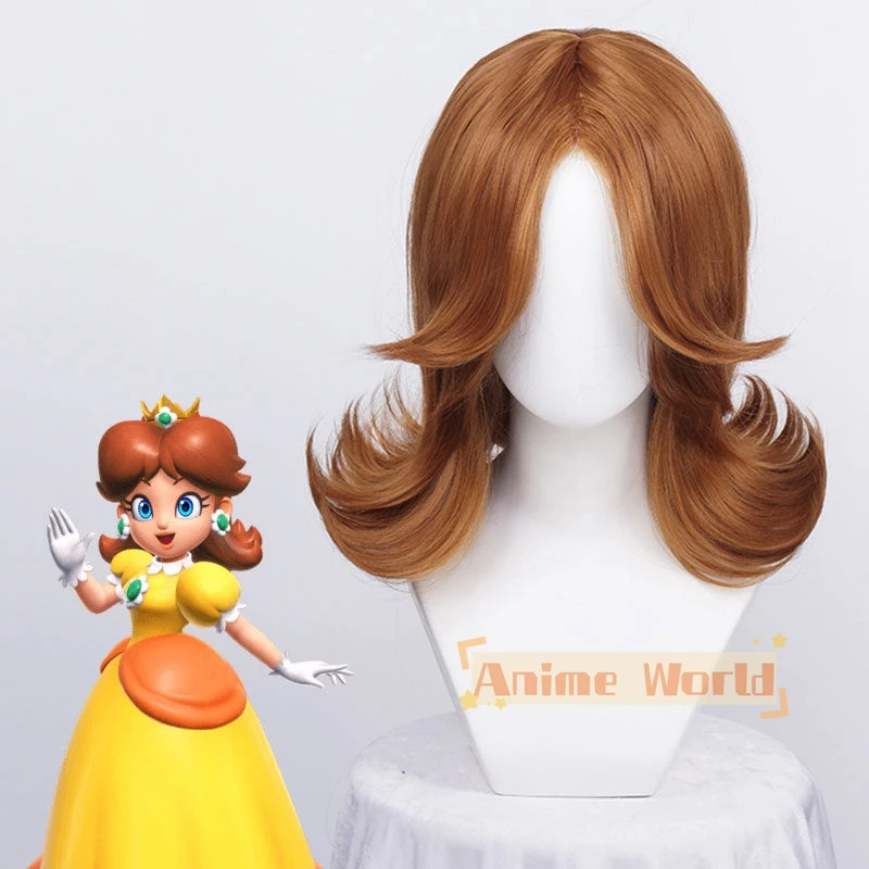 Princess Daisy Cosplay Wig Halloween Synthetic Hair Heat