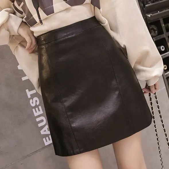 2024 Autumn Winter 5 Colors Leather Skirt a Word High Waist Faux Leather Skirt for Women Skirts Mujer Faldas Saias Mulher