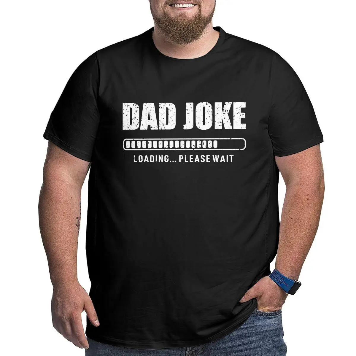 Dad Joke Loading Bad Pun T-Shirt Men Father\'s Day Gift Hipster Big Tall Tee Shirt Crew Neck T Shirts Plus Size 4XL 5XL 6XL Tops