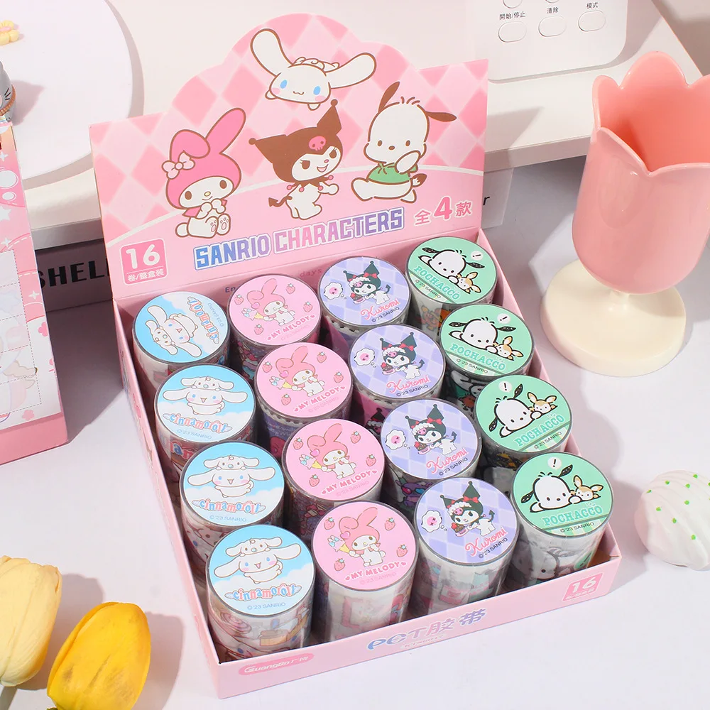 4/16pcs Sanrio Washi Tape Cinnamoroll Kuromi Pachacco Washi Tape Diy Scrapbooking Collage Material Sticker Stationery Supplies