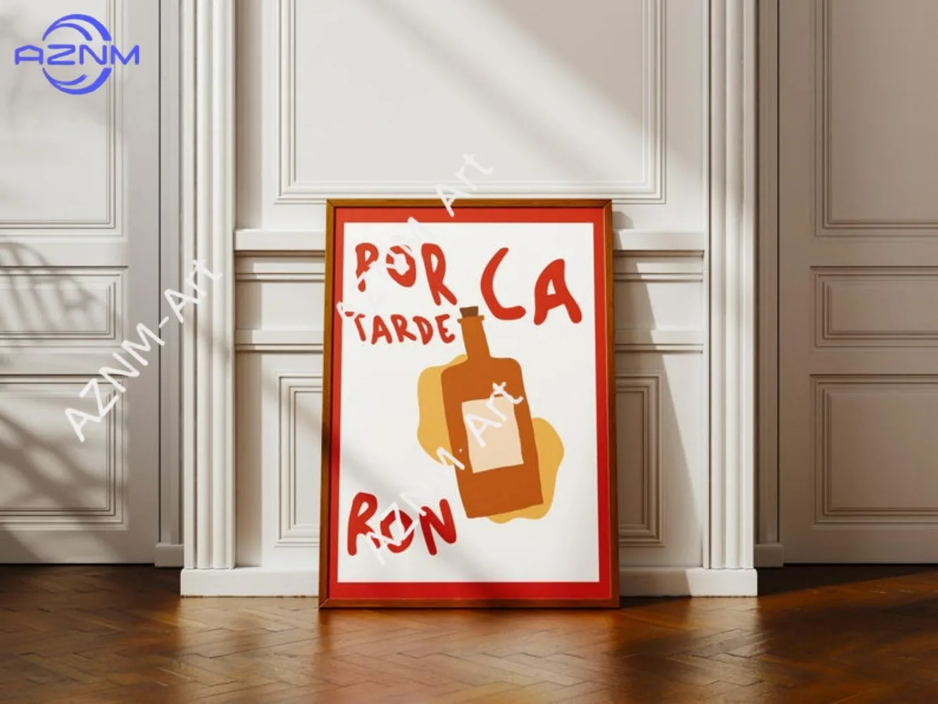 Póster sin Marco con Diseño de Ron por la Tarde - Póster Colorido - Estilo Moderno y Plano - Decoración Estética para Apartamentos y Cocinas