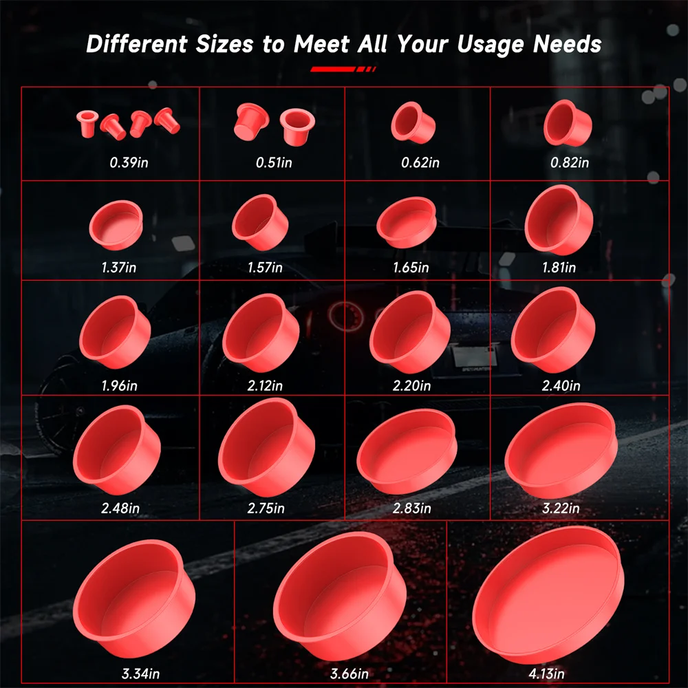 ANCEL Automotive Red Cap Plugs Kit 23 Piece Set Suitable for Smoke Leakage Test and Various Automotive Pipeline Openings