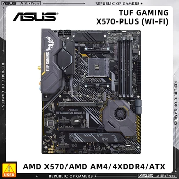 เมนบอร์ด ASUS, TUF GAMING X570-PLUS (WI-FI), ชิปเซ็ต X570, ซ็อกเก็ต AM4 สําหรับ Ryzen 5000 Series, 5700x3d 5800x3d 5700x 5800x 5700