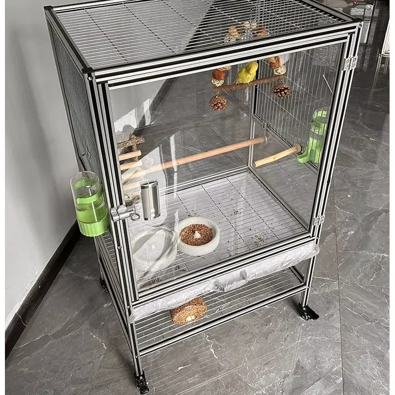 Multi Purpose Parrot Breeding Enclosure Stable 6063 T5 Aluminum Profile Structure and High Toughness Acrylic Parts for Pet