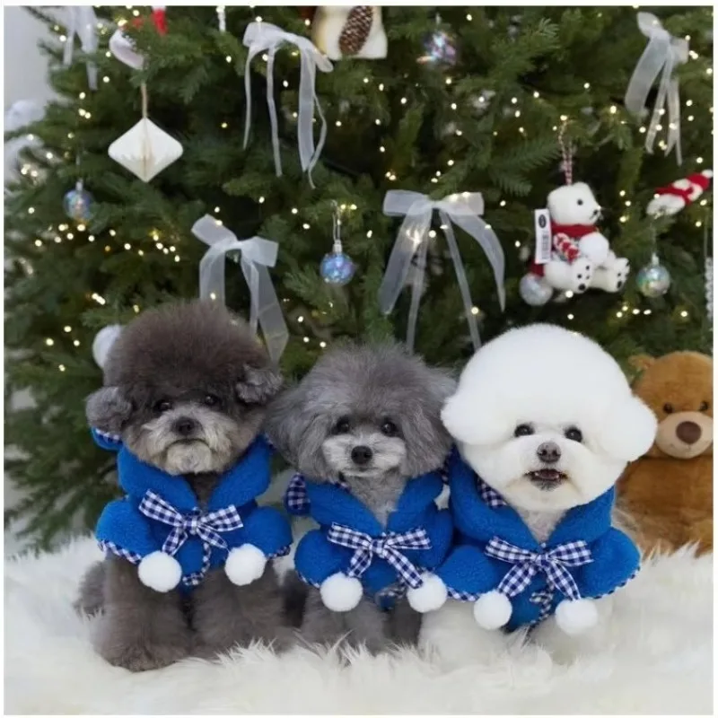 

Новое рождественское теплое хлопковое пальто для домашних животных, толстовки для кошек и собак