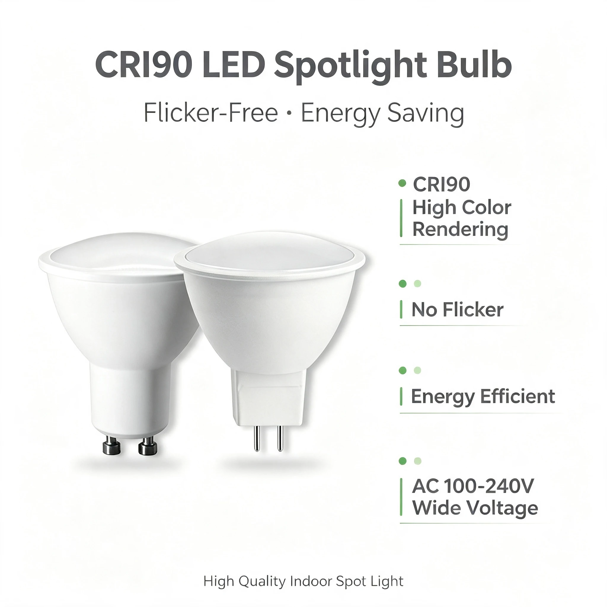 GU10 MR16 Full Spectrum LED Spot Bulb 7W 9W CRI90 High Color Rendering Index AC100‑240V Halogen Lamp Replacement Accent Lighting