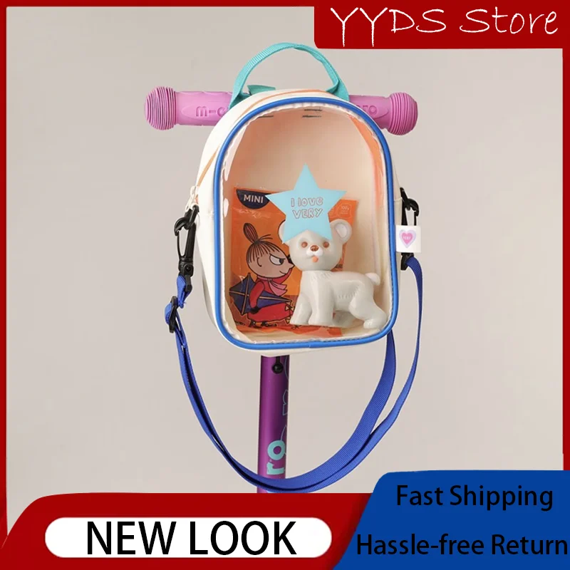 Children's Transparent Scooter Hanging Bag Lunch Bag Transparent Bicycle Basket Bag Door Handbag Multifunctional Bag for Girls