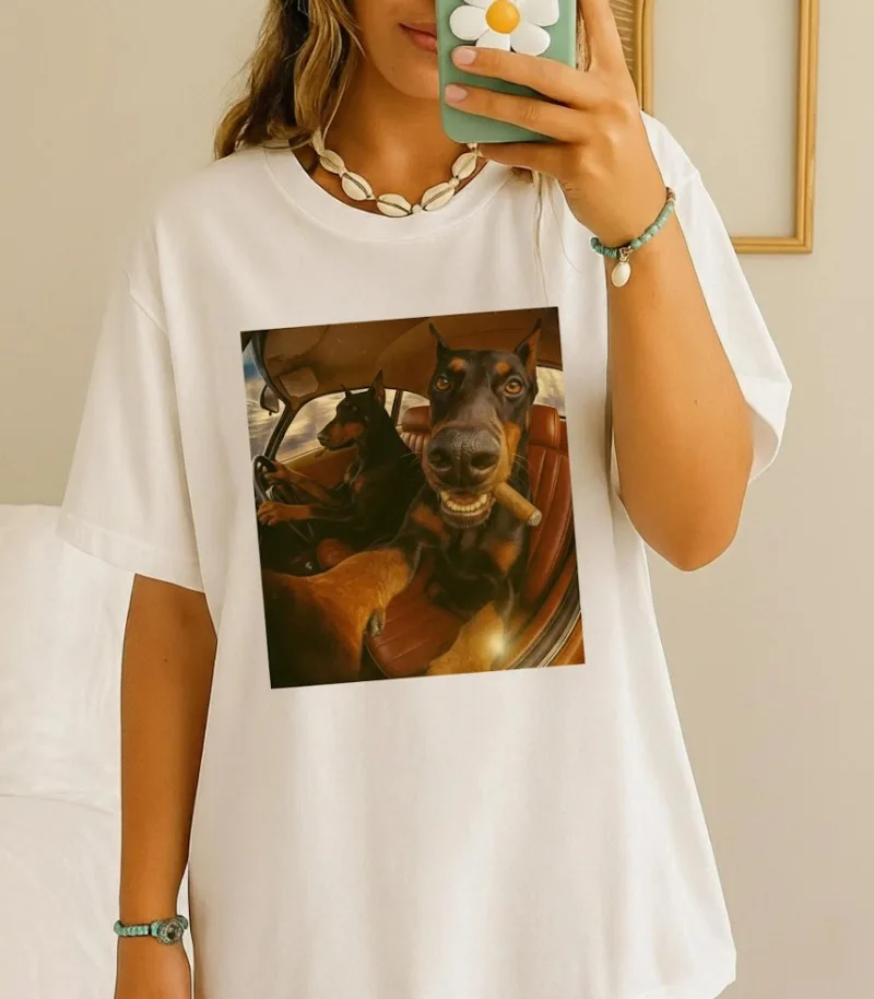Gangsta Dogs Racing Shirt, Doberman Selfie Tee, Vintage Y2K Streetwear,Twilight Sweatshirt