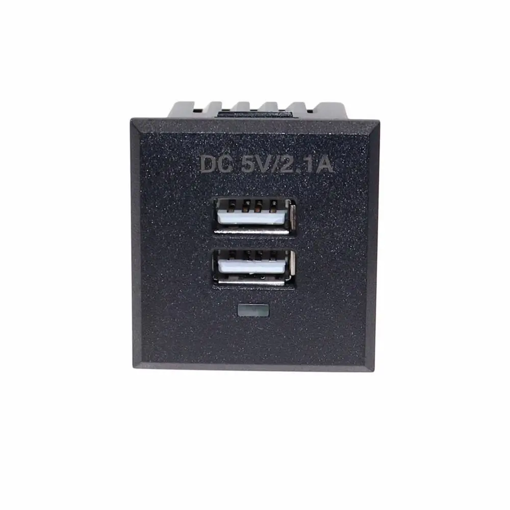 Indicator 5V 2.1A Black White Desktop Receptacle Module Outlet AC Power Socket USB Socket Charging Power Panel Dual USB Socket