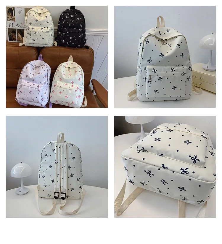 mochila-de-material-nylon-com-estampa-de-laco-design-almofadado-multiplos-bolsos-grande-capacidade-mochila-escolar-com-alcas-ajustaveis-e-estrutura-reforcada