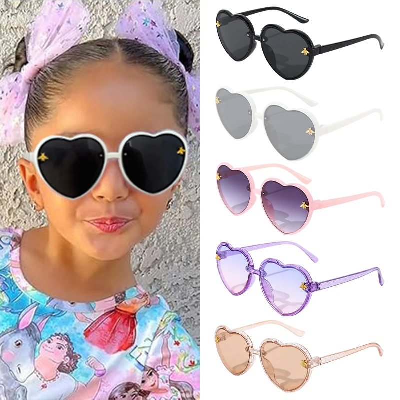 2/3/4/5 pçs 2026 meninas bonito abelha de ouro mais novas cores coração crianças moda óculos do bebê para o presente do dia dos namorados
