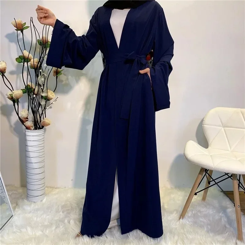 Solid Open Kaftan Dubai Abaya Turkey Kimono Cardigan Robe Muslim Hijab Dress Ramadan Abayas for Women Caftan Islamic Clothing