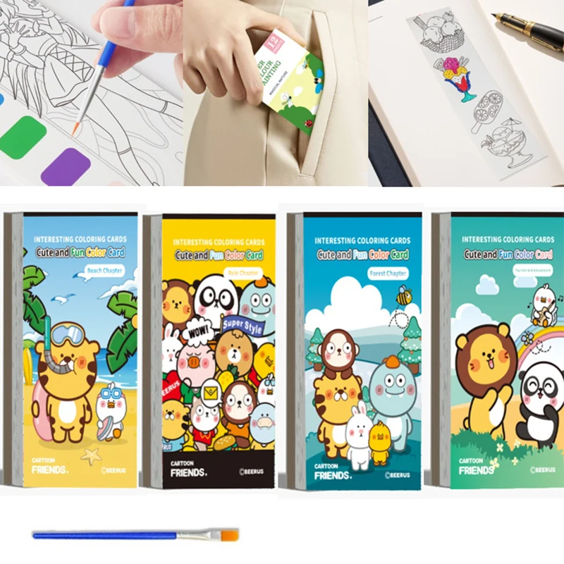 Mini Paint Pad Watercolour Paint Pad Coloring Books Pocket Watercolor Painting Book For Adults And Children 21-Pages ﻿