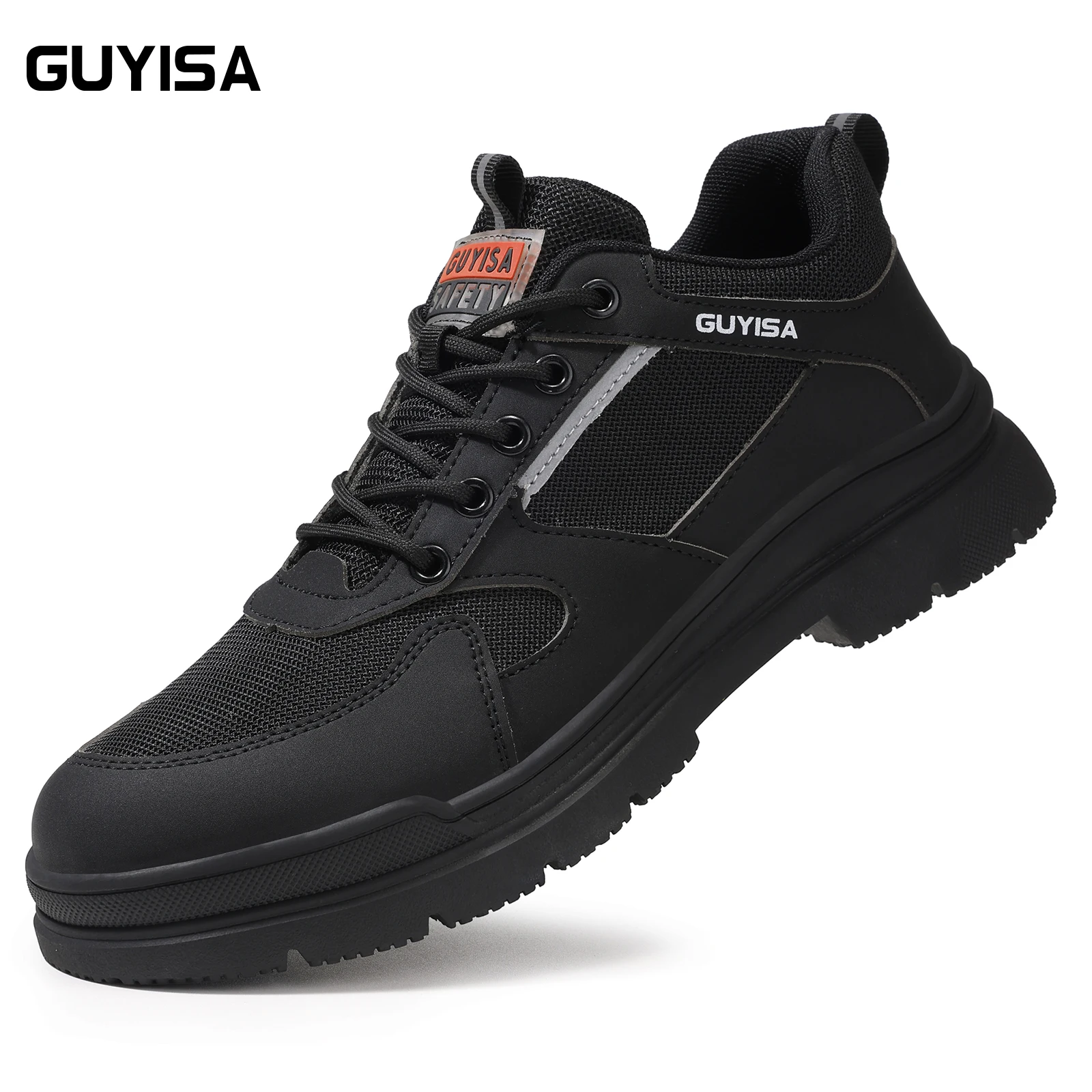 GUYISA scarpe antinfortunistiche professionali resistenti all\'usura della punta in acciaio da uomo in gomma perforata resistente