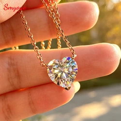 Smyoue 1CT 2CT 3CT Heart Cut Certified Moissanite Necklace for Women 18k Gold Plated Jewelry Sterling Silver S925 Pendant Chain