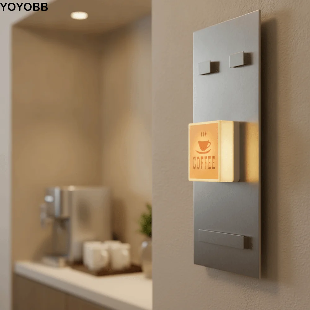 Touch-sensitive Glowing Coffee Shop Fridge Magnet Adjustable Light Brightness Sounding Coffee Light Box Sticker Long-lasting