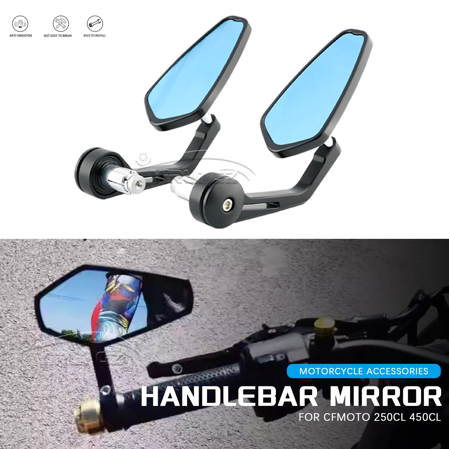 

Зеркало заднего вида для мотоцикла, 7/8 дюйма, на руль, универсальное боковое зеркало, зеркало заднего вида для мотоцикла, для CFMOTO 250CL 450CL