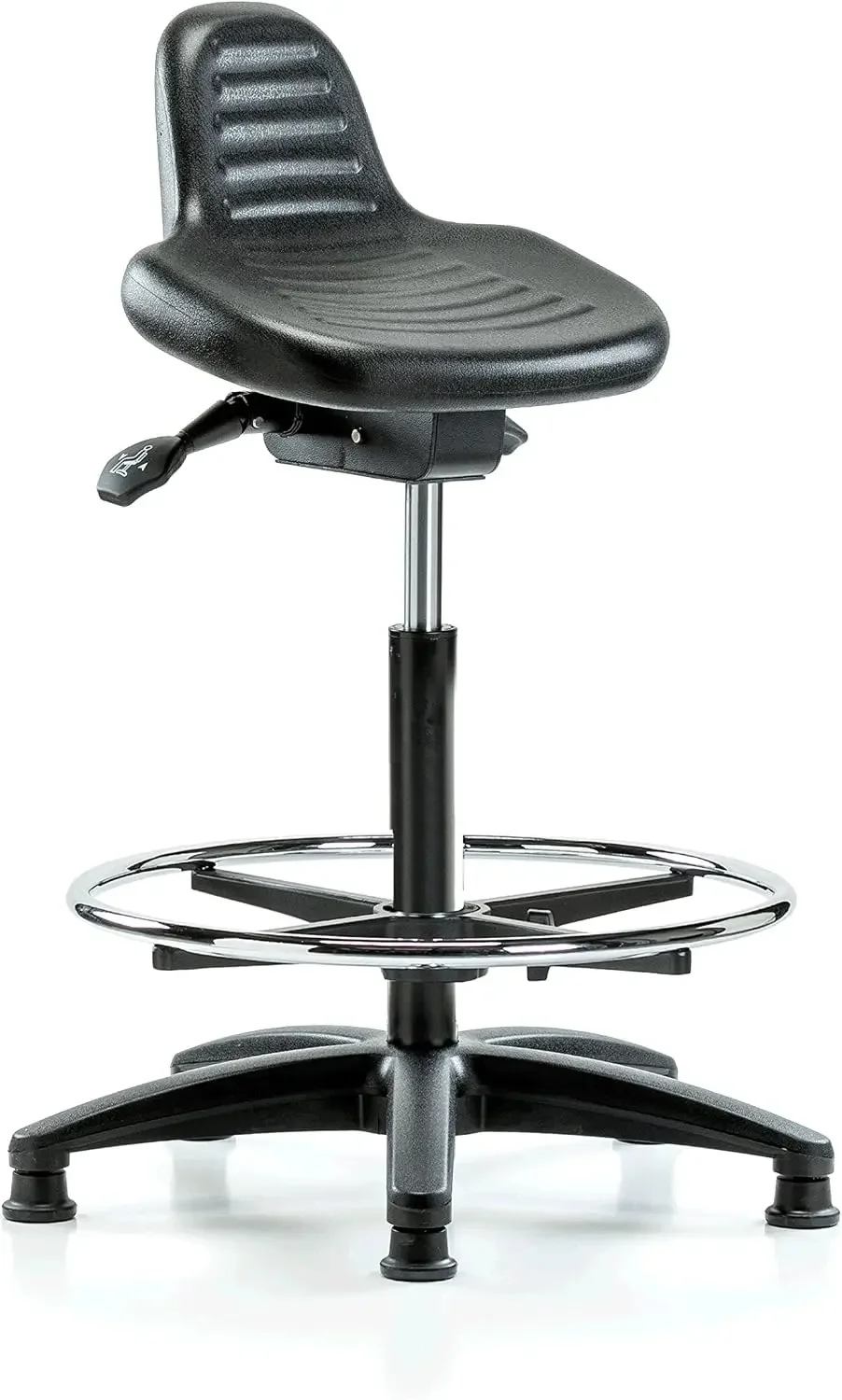 Perch Polyurethane Desk Stool – Deluxe Lab Stool, Drafting Chair with Footring & Caps – Work Bench Stool for Clinic, Salon, Clea