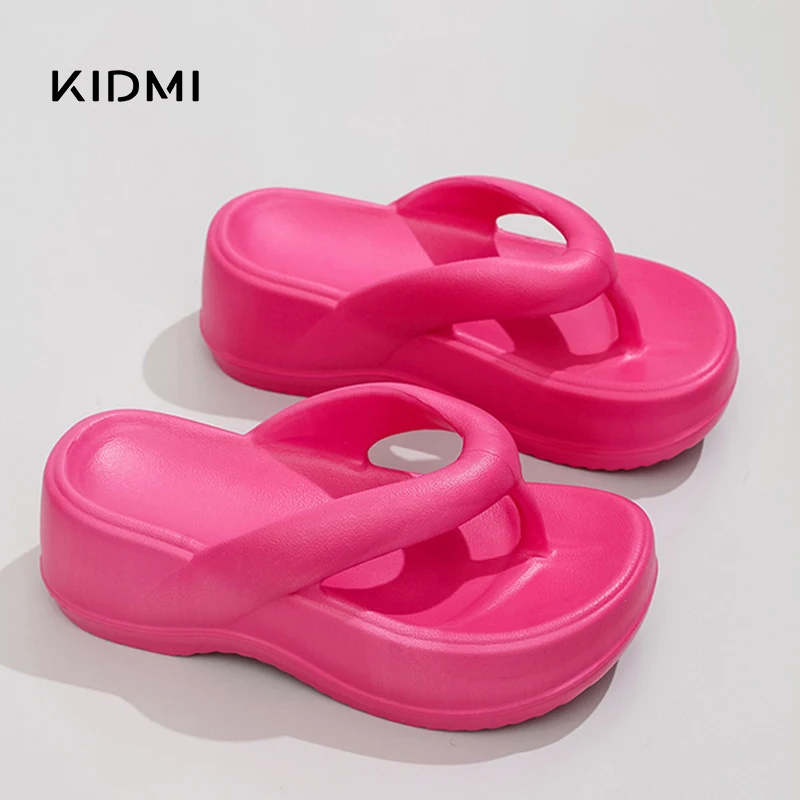 Kidmi Fashion Women Flat Flip-flops Summer Platform Flip-flops Outdoor EVA Beach Slides Casual Women Sandals House Garden Shoes