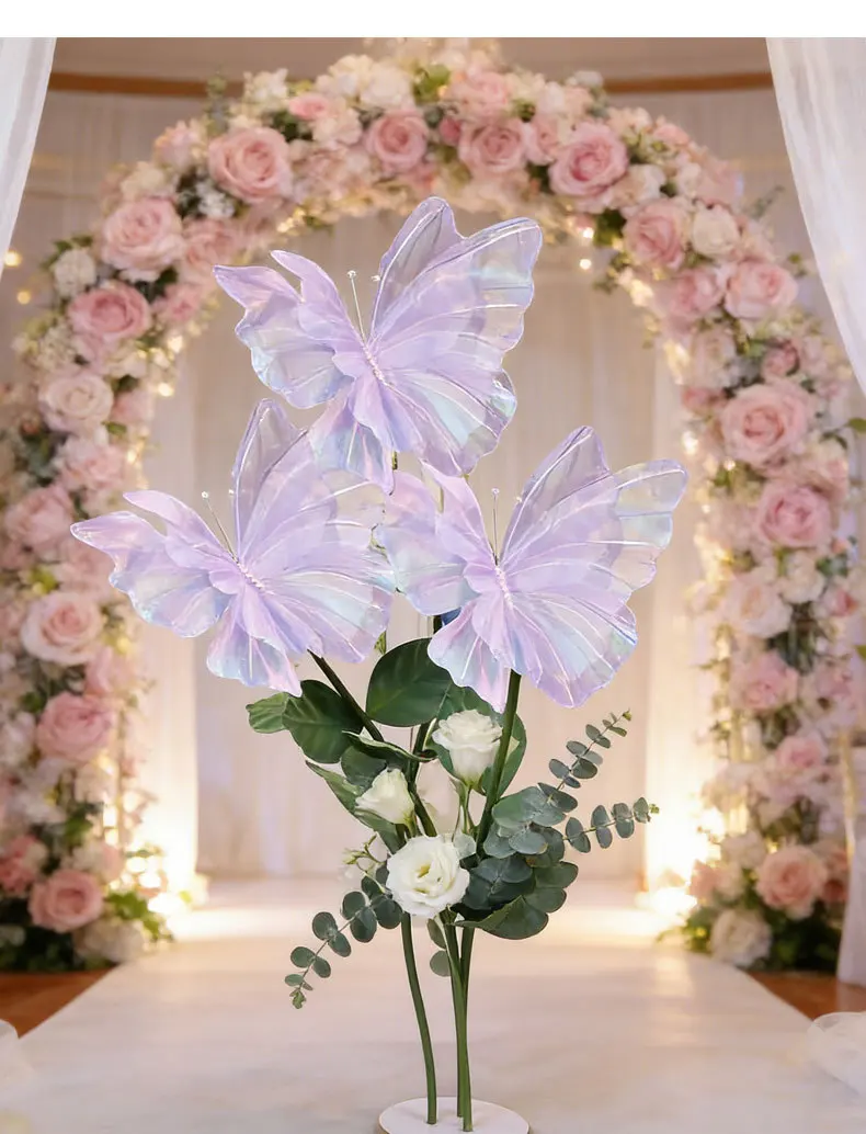 50cm Seidengarn Künstlicher Schmetterling 3D Outdoor Einkaufszentrum Hochzeit Festival Dekoration Hohle Große Hängende Tüll-Schmetterlinge – Detail 9