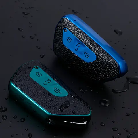TPU Leather Car Key Case Cover Fob for Volkswagen for VW Golf 8 MK8 GTI MK8 ID 4 ID 6 ID 3 Protect Shell Keychain Accessories 6 best sales vw id key case - №1