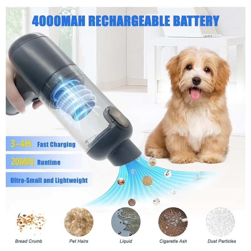 ハンドヘルド掃除機コードレス、車用掃除機ポータブル充電式3 in 1ダストバスター&エアブロワー&ポンプ、5.5Kpaハンド