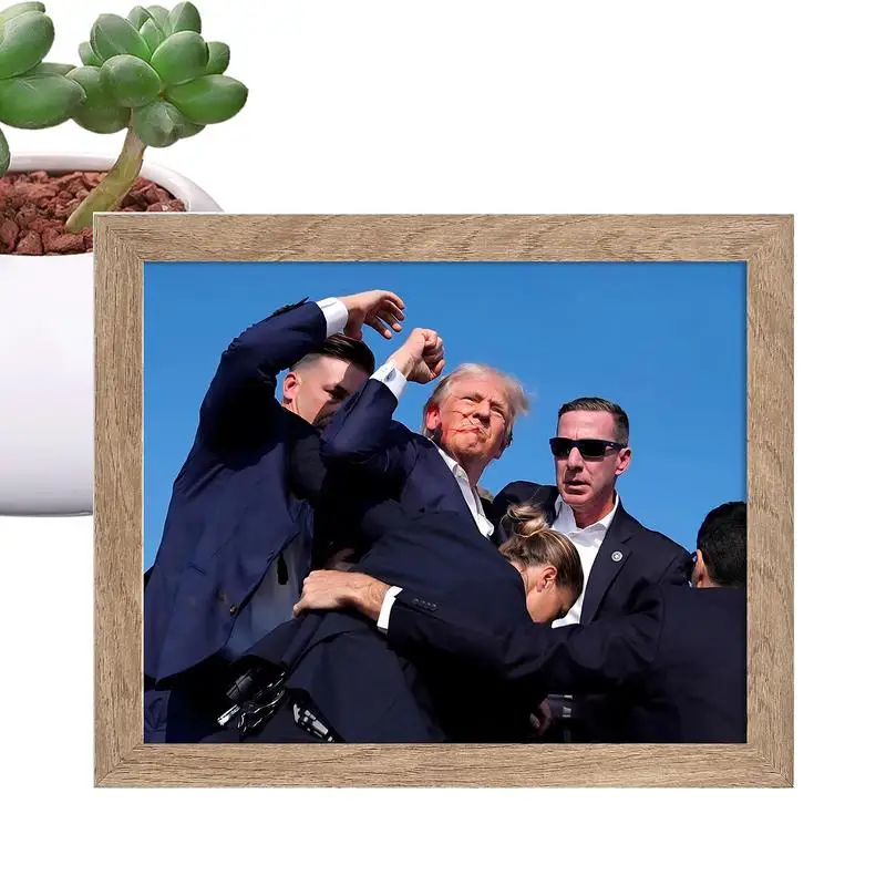 President Election Framed Photo Assassination Attempt Fight Picture Poster July 13 2024 Keep Fighting Fist Pump Framed Photo