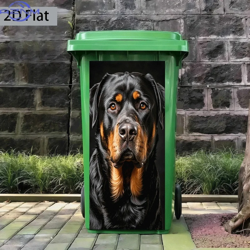 Trash Can Sticker Majestic Rottweiler Theme Design Self-Adhesive Wall Decal Wallpaper for Kitchen Trash Can Decoration, Suita