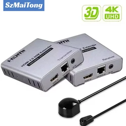 HDMI 2.0 4K @ 60HZ 60M HDMI Extender 1080P 120M By Ethernet RJ45 CAT5e/6 Cat6 Cable Extension With IR Remote Laptop PC DVD TO TV