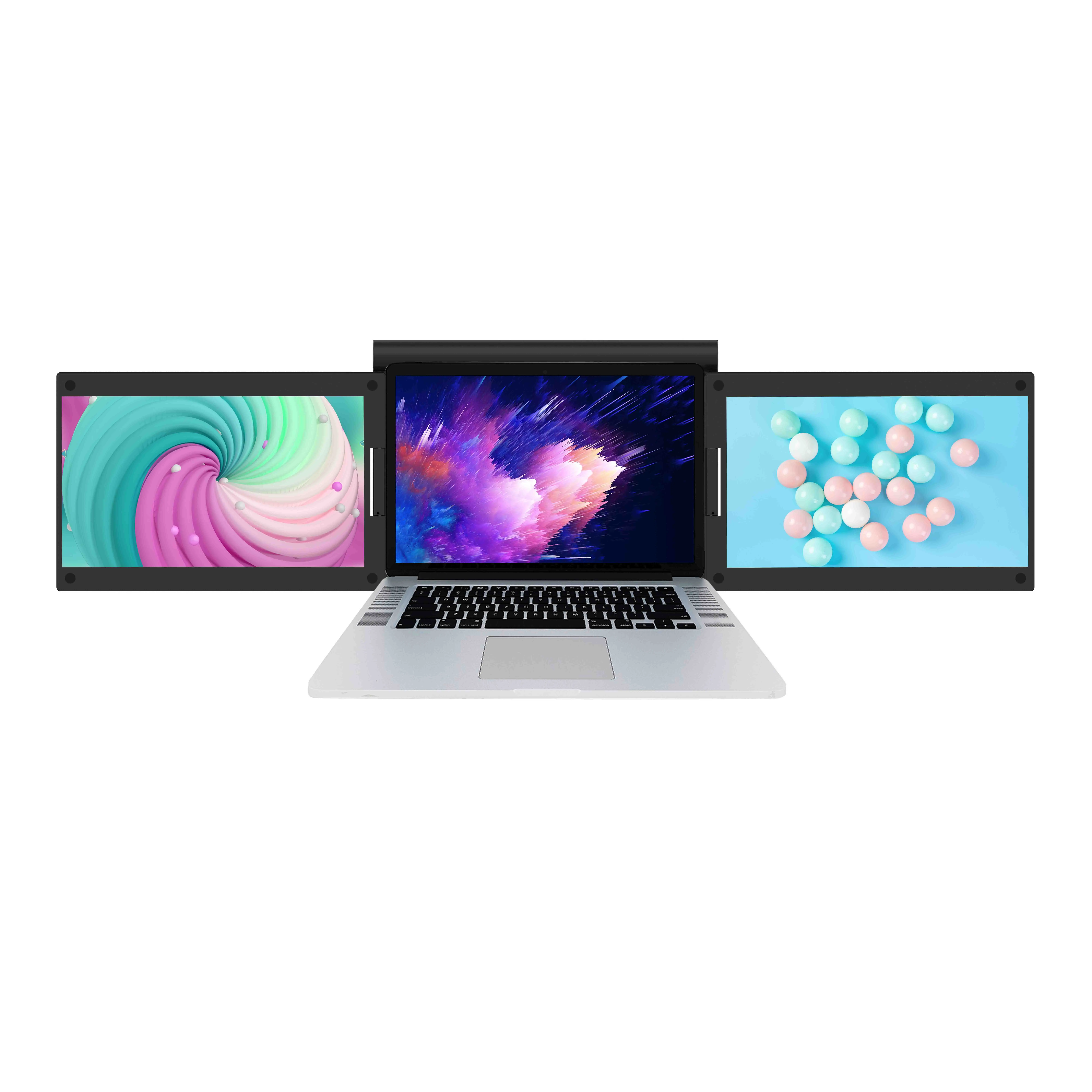 Monitor Portabel 13,3 Inci Dual Monitor FHD IPS Layar Tiga Terhubung dengan Laptop Sebagai Monitor Eksternal Ganda Kedua USB-C Tipe-C