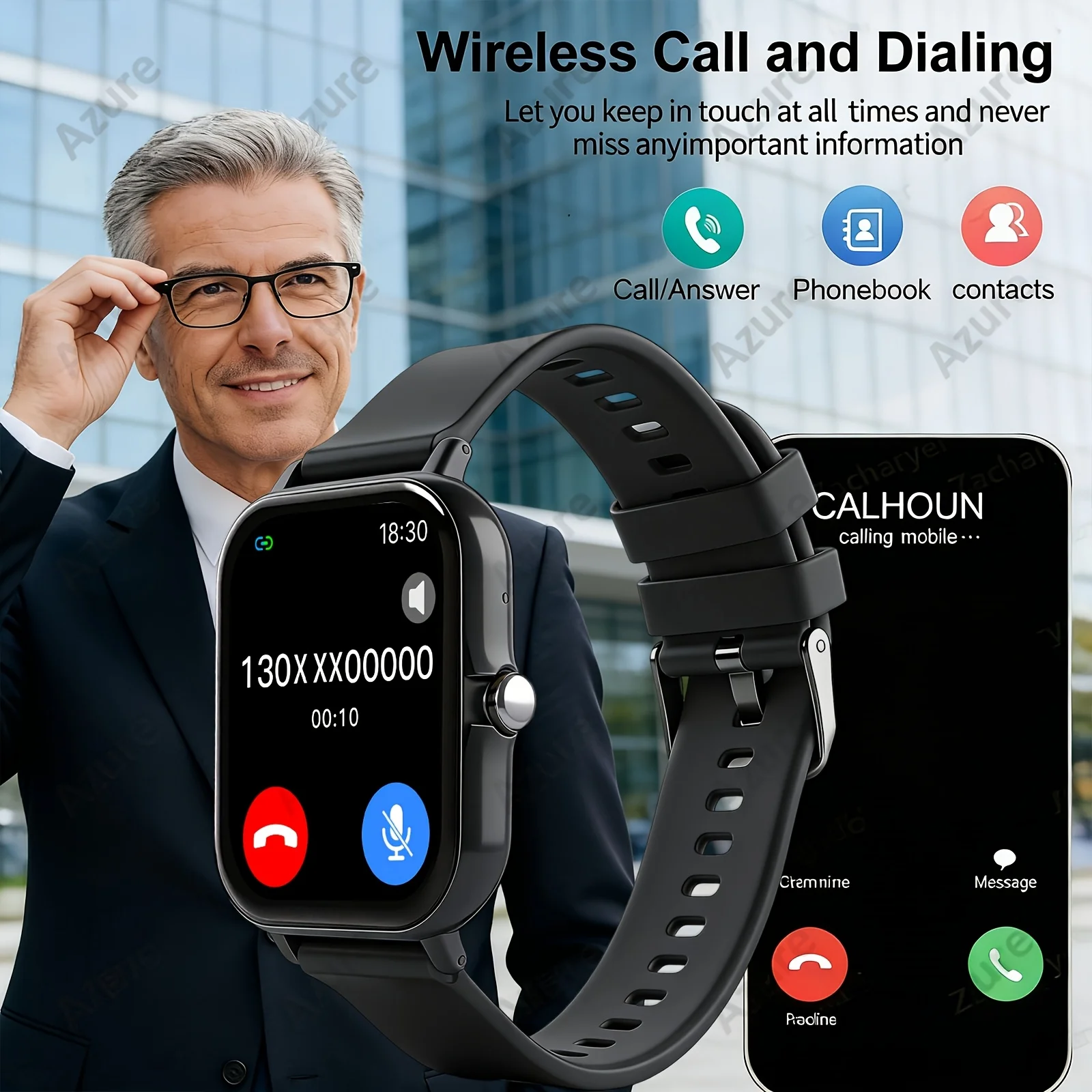 1.83-inch Smart Watch, Wireless Calling Watch with Message Notifications, AI Voice, Music Playback,