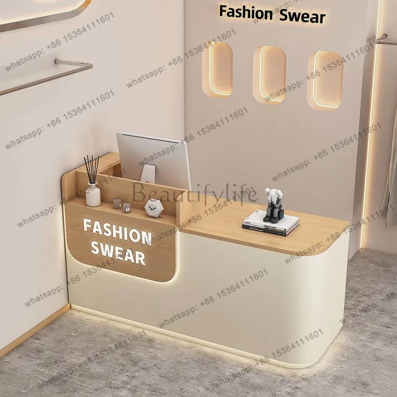 

LJY Corner Display Reception Desks Shelves Wood Welcome Modern Reception Desks Simple Aesthetic Comptoire Accueil Trendy Furnitu