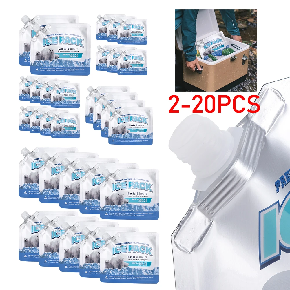 2-20pc Water Filled Ice Pack Reusable Gel Cold Freezer Packs Water Icing Cooler Bag Pain Cold Compress Food Keep Fresh Ice Packs