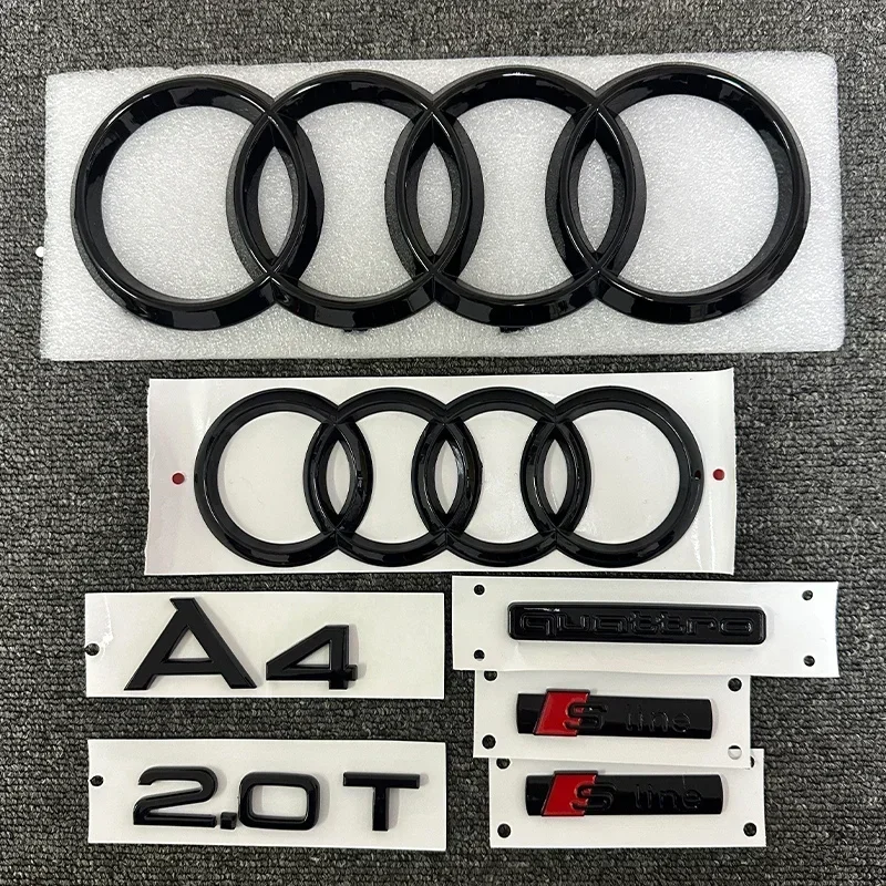 

The new ABS letter 3D sticker Quattro Sline 2.0T is suitable for the modification of Audi A4 2008-2017 glossy black suitcase.