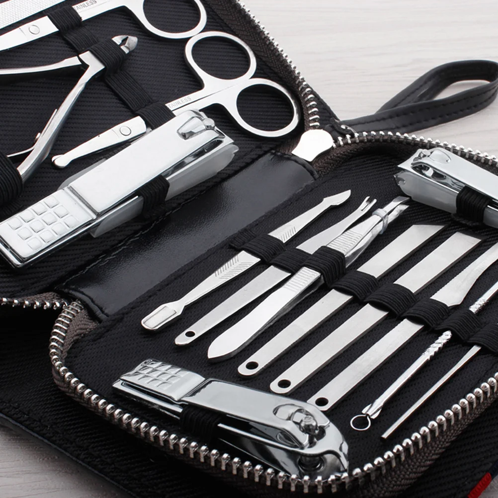 مجموعة أدوات العناية بالأظافر مكونة من 15 قطعة من أدوات مانيكير وباديكير من الفولاذ الكربوني لعلاج اليد والسفر هدية أساسية