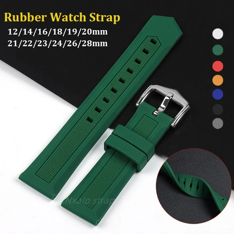 Premium Rubber Watch Strap for Omega for Seiko for CITIZEN Men Women Universial Watchband 12/14/16/18/19/20/21/22/23/24/26/28mm