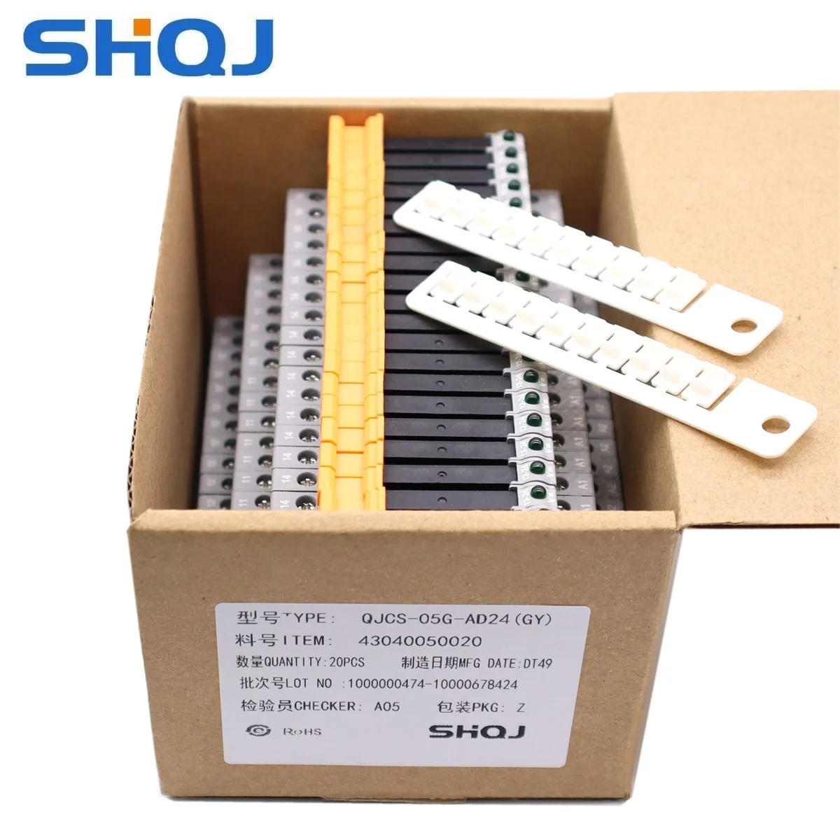 SHQJ DIN Rail Mount Interface SSR Slim Relay, QJCS-05G-AD24 SSR IN 12-24V DC Coil, 2A 6A SPNO DC control DC DC control AC