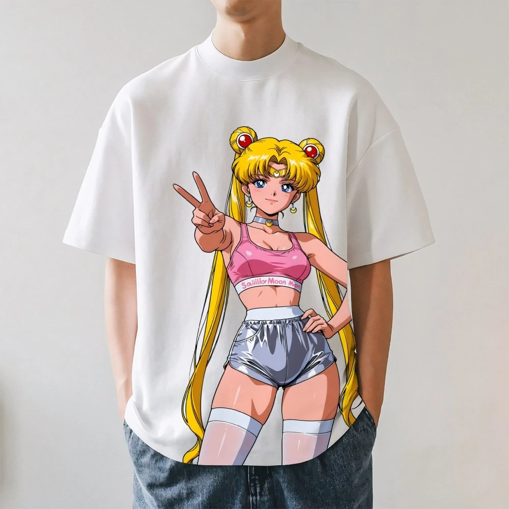 Sailor Moon Japanese Style Classic Tee High-quality Streetwear Men's Clothing and Women's 2026 Summer New T Shirt