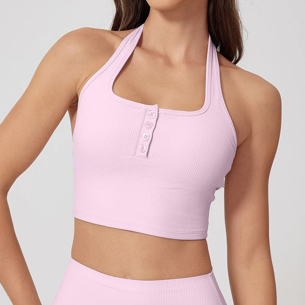 

Shockproof Yoga Vest Hanging Neck Gym Tank Top Women Fitness Quick-Dry Workout Vest Running Female Sports Sleeveless Top Women