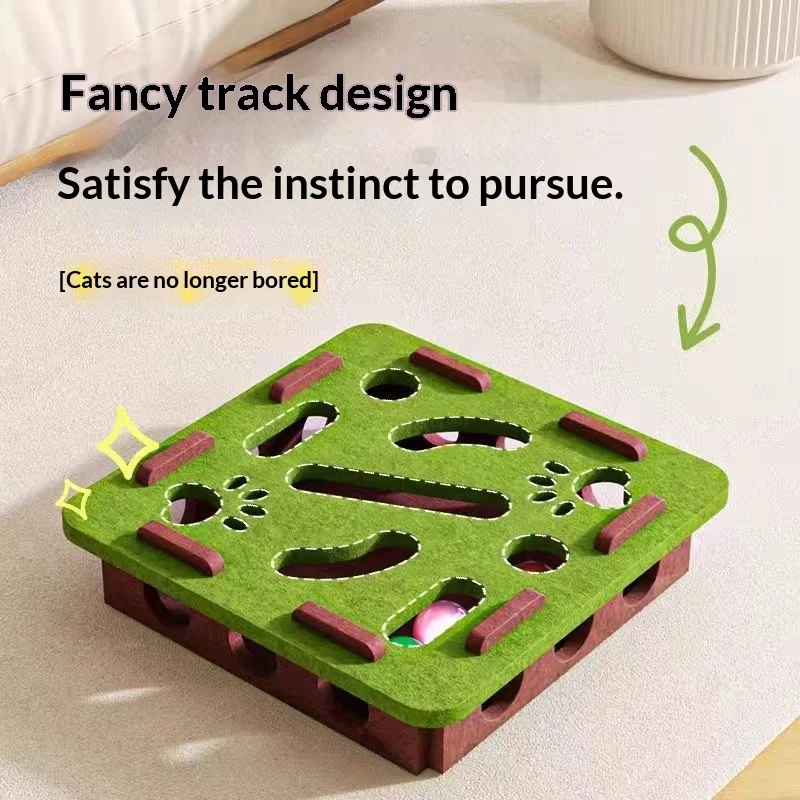 Cat Puzzle Toy Box, Indoor Interactive Cat Hide and Seek Box Puzzle Toy, Scratch Resistant, Wear-resistant and Shavings Free
