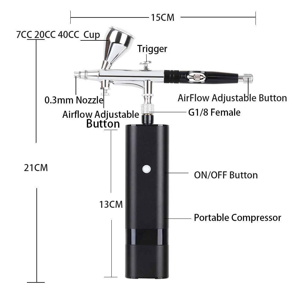 Rechargeable Cordless Air Brush Compressor Kit Easy Use High Super Works Powerful Spray Paint Color Airbrush Pen Tool