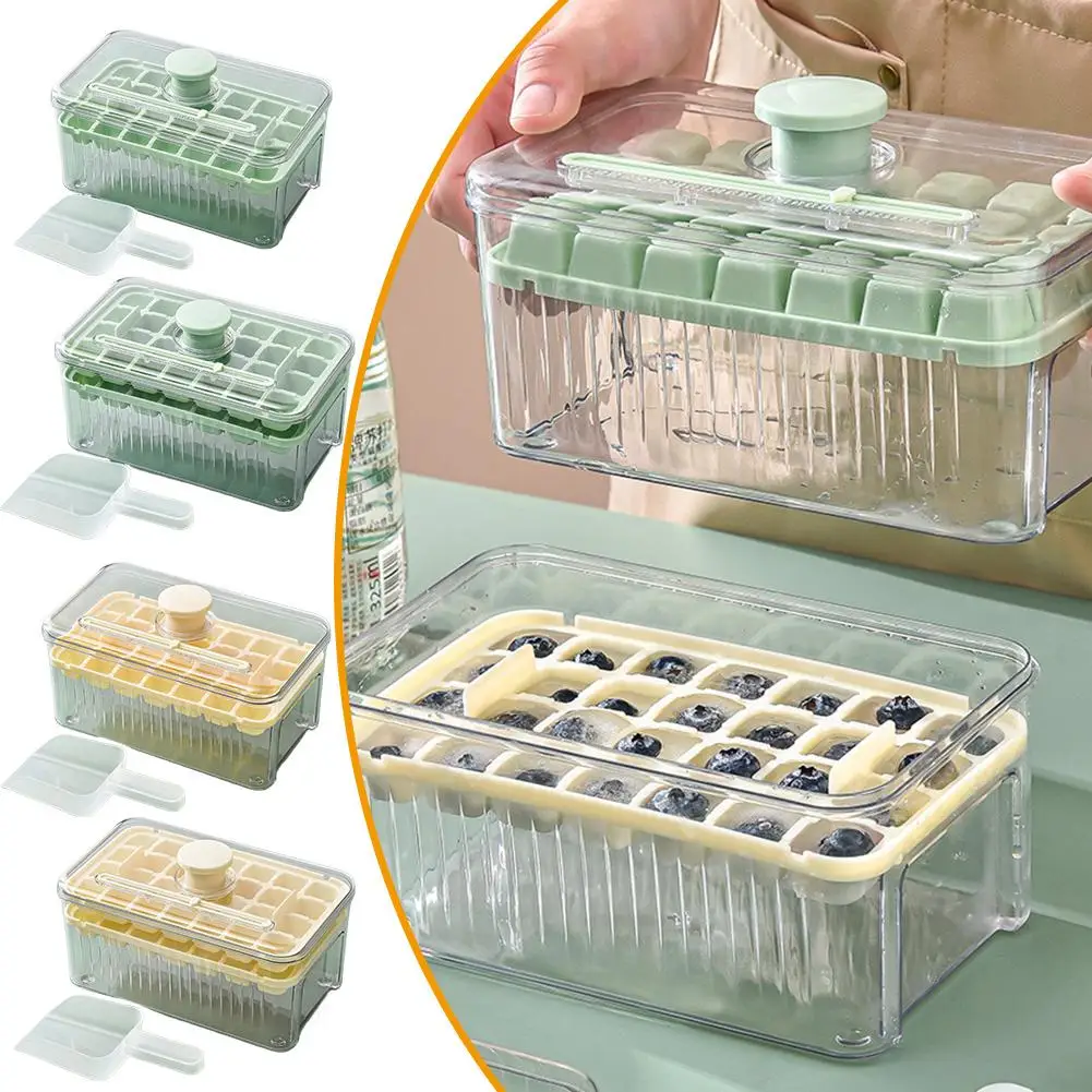 Molde para cubitos de hielo de 28/56 rejillas, modelo de caja de hielo para el hogar, bandeja de hielo, herramientas de prensado de cócteles, congelación de whisky de verano K4n0