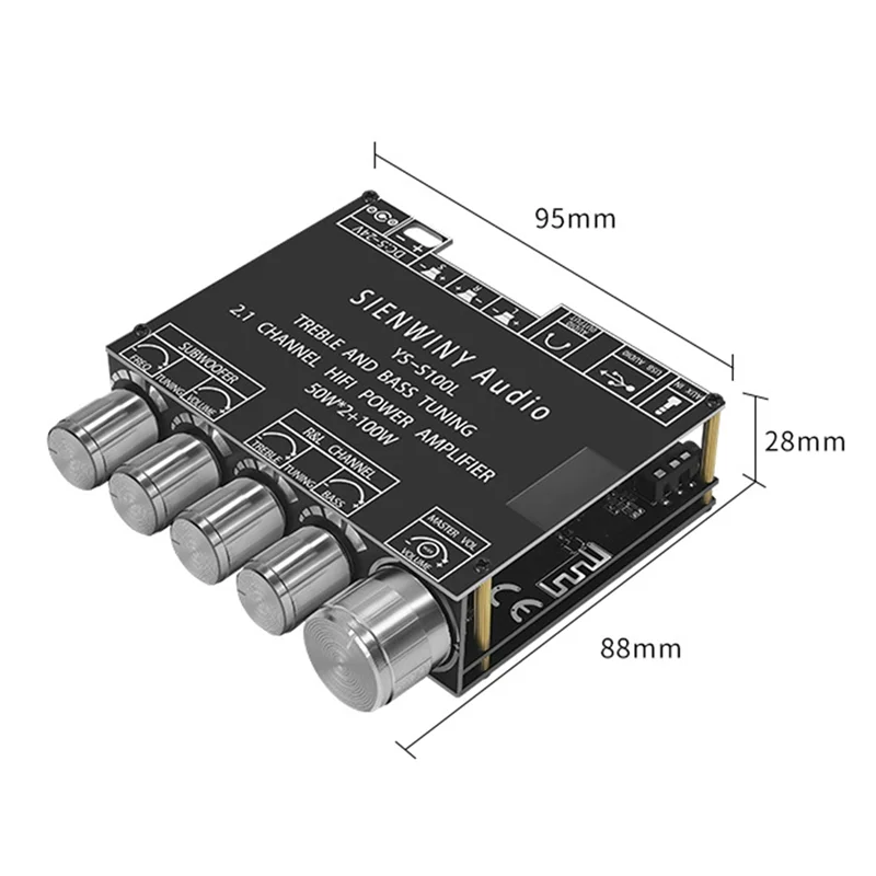 AC56-YS-S100L Bluetooth 5.0 Subwoofer Amplifier Board 2.1 Channel Audio Amplifier Board Module Digital Power Amplifier Board