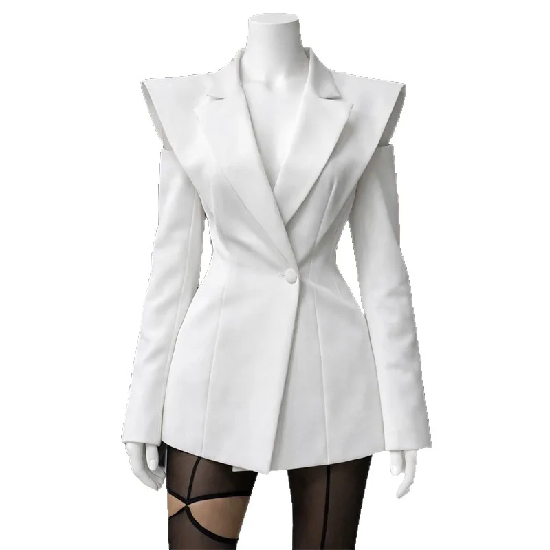 

Женский костюм-двойка в европейском и американском стиле, весна 2026, новинка, модный, с акцентом на талии, однотонный, дизайнерский блейзер