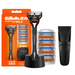 Gillette fusion5 navalha reta barbeador de segurança manual máquina de barbear 5 camadas lâmina de barbear para homem com recargas extras