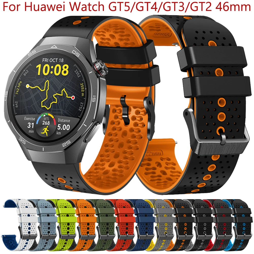 Pulseira de silicone para HUAWEI GT5 GT4 GT3 GT2 Pro 46mm Pulseira Smartwatch 22mm Para Huawei Watch GT 5 4 3 2 Pro 46mm