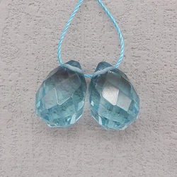 AAA+Quality Natural Stone Blue Aquamarine  Blue Quartz Fashion Jewelry Earring Bead Accessories For Women 15x10mm 4.3g