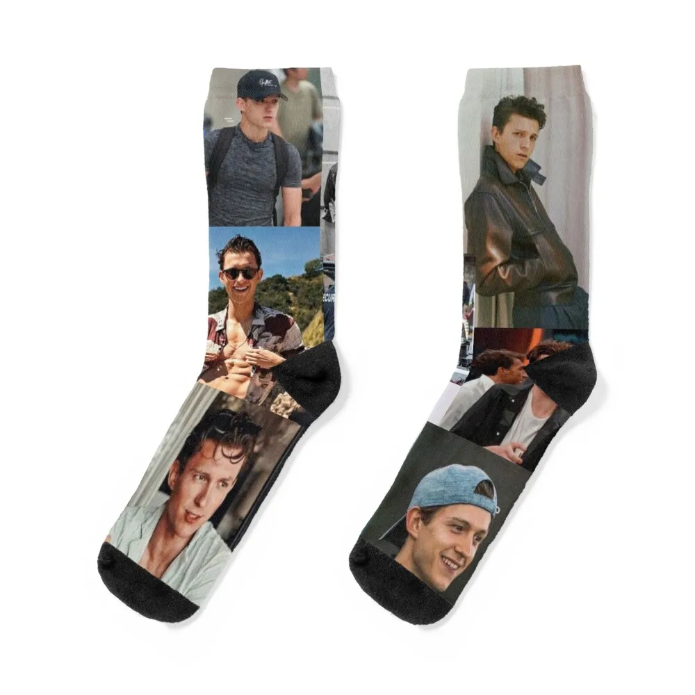 Tom Holland collage Socks Non-slip new in's moving stockings japanese fashion Socks Male Women's